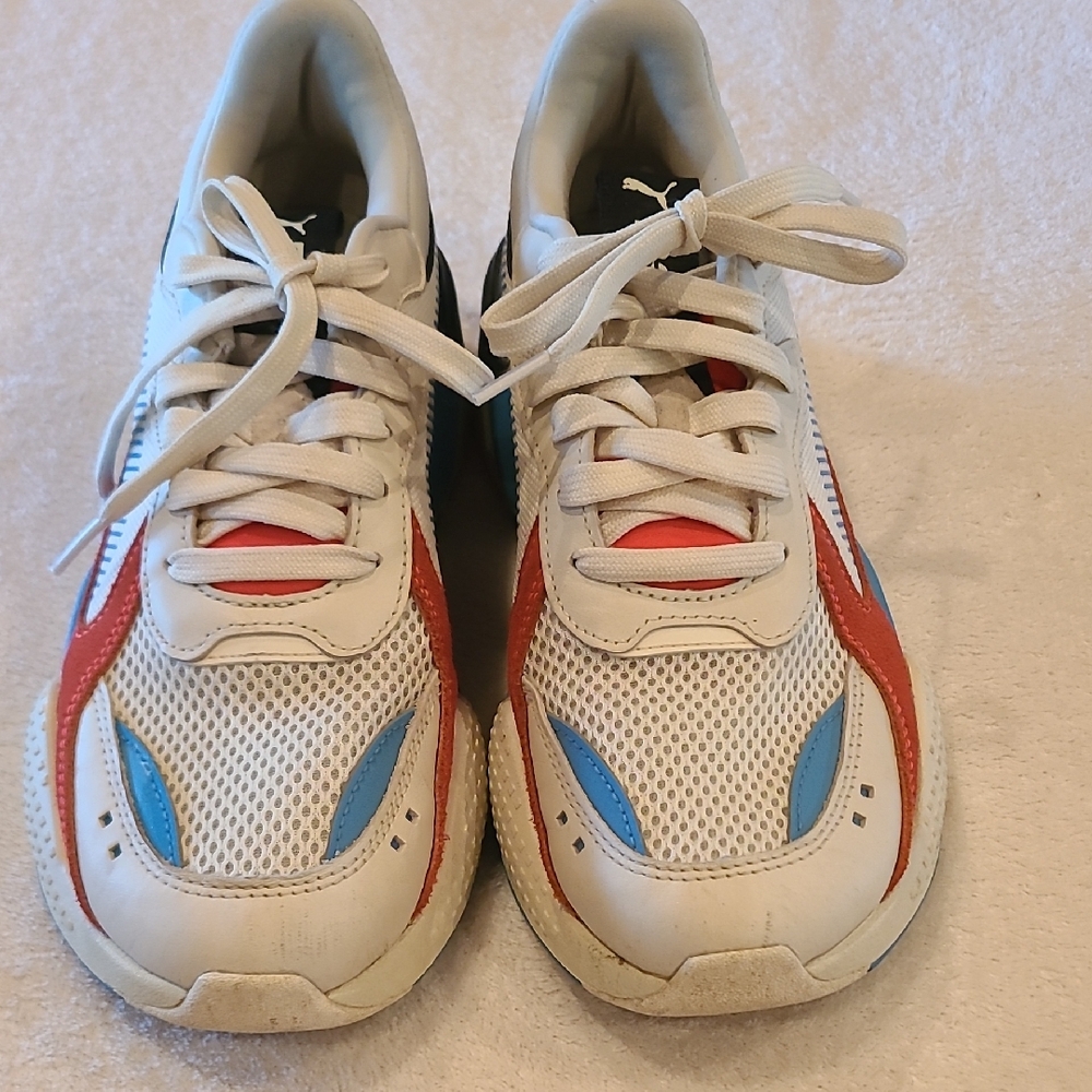 Puma Running Sneakers in White, Orange and Blue